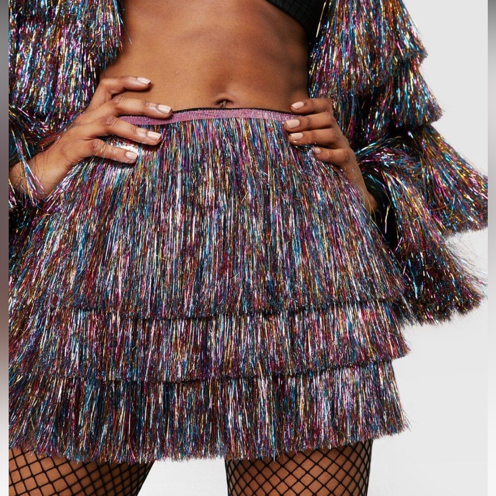 Nasty gal High Waisted Tinsel Fringe Shorts
